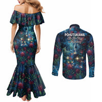 New Zealand Matariki Pohutukawa Couples Matching Mermaid Dress and Long Sleeve Button Shirt Te Mauri te Ora