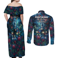 New Zealand Matariki Pohutukawa Couples Matching Off Shoulder Maxi Dress and Long Sleeve Button Shirt Te Mauri te Ora