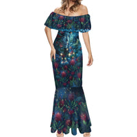 New Zealand Matariki Pohutukawa Mermaid Dress Te Mauri te Ora LT9 - Polynesian Pride