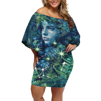 New Zealand Matariki Tupuanuku Off Shoulder Short Dress Te W o te Hauhake LT9 Women Art - Polynesian Pride