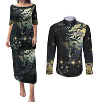 New Zealand Matariki Tupuarangi Couples Matching Puletasi and Long Sleeve Button Shirt Ng Kai o te Rangi LT9 Art - Polynesian Pride