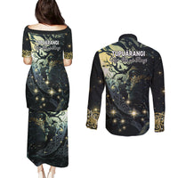 New Zealand Matariki Tupuarangi Couples Matching Puletasi and Long Sleeve Button Shirt Ng Kai o te Rangi LT9 - Polynesian Pride