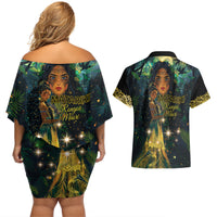 New Zealand Matariki Couples Matching Off Shoulder Short Dress and Hawaiian Shirt Rongo Mori Wellbeing and Good Luck LT9 - Polynesian Pride