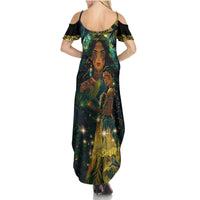 New Zealand Matariki Summer Maxi Dress Rongo Mori Wellbeing and Good Luck LT9 - Polynesian Pride