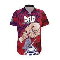 Personalised Dads Day American Samoa Hawaiian Shirt Dad Ou Te Alofa Ia Te Oe Tama - Polynesian Flowers Tribal LT9 Red - Polynesian Pride