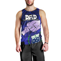 Fathers Day Polynesian Islands Samoa Men Tank Top Dad Ou Te Alofa Ia Te Oe Tama - Blue Polynesian Flowers Tribal LT9 - Polynesian Pride