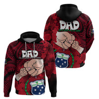 Dads Day Samoa Hoodie Dad Ou Te Alofa Ia Te Oe Tama Red Polynesian Flowers Tribal LT9 - Polynesian Pride