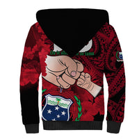 Dads Day Samoa Sherpa Hoodie Dad Ou Te Alofa Ia Te Oe Tama - Red Polynesian Flowers Tribal LT9 - Polynesian Pride