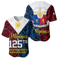 Polynesian Philippines Baseball Jersey Pilipinas Flag Style for 125th Independence Anniversary Black LT9 - Polynesian Pride