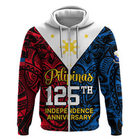 Polynesian Philippines Hoodie Pilipinas Flag Style for 125th Independence Anniversary Black LT9 - Polynesian Pride