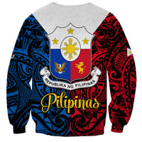 Polynesian Philippines Sweatshirt Pilipinas Flag Style for 125th Independence Anniversary Black LT9 - Polynesian Pride
