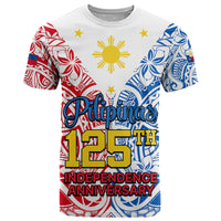 125th Independence Anniversary Philippines T Shirt Polynesian Pilipinas Flag Style White LT9 White - Polynesian Pride