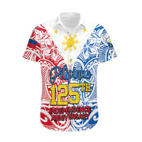 Personalised 125th Independence Anniversary Philippines Hawaiian Shirt Polynesian Pilipinas Flag Style - White LT9 White - Polynesian Pride