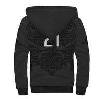 (Custom Text And Number) New Zealand Rugby Sherpa Hoodie All Black Fern with Maori Tribal Pattern LT9 - Polynesian Pride