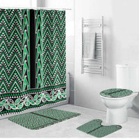 New Zealand Maori Niho Taniwha Bathroom Set Kakariki Mangopare and Puhoro Pattern LT9 Bathroom Set (4 pcs) Green - Polynesian Pride