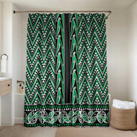 New Zealand Maori Niho Taniwha Bathroom Set Kakariki Mangopare and Puhoro Pattern LT9 Shower Curtain Only Green - Polynesian Pride