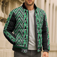 New Zealand Maori Niho Taniwha Bomber Puffer Jacket Kakariki Mangopare and Puhoro Pattern - Polynesian Pride