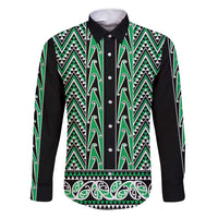 New Zealand Maori Niho Taniwha Family Matching Long Sleeve Bodycon Dress and Hawaiian Shirt Kakariki Mangopare and Puhoro Pattern