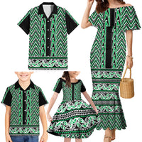 New Zealand Maori Niho Taniwha Family Matching Mermaid Dress and Hawaiian Shirt Kakariki Mangopare and Puhoro Pattern