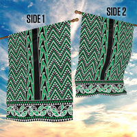 New Zealand Maori Niho Taniwha Garden Flag Kakariki Mangopare and Puhoro Pattern