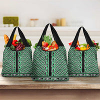 New Zealand Maori Niho Taniwha Grocery Bag Kakariki Mangopare and Puhoro Pattern LT9 3-pack One Size Green - Polynesian Pride