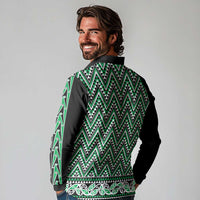 New Zealand Maori Niho Taniwha Long Sleeve Polo Shirt Kakariki Mangopare and Puhoro Pattern