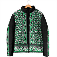 New Zealand Maori Niho Taniwha Padded Jacket Kakariki Mangopare and Puhoro Pattern - Polynesian Pride