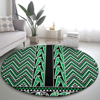 New Zealand Maori Niho Taniwha Round Carpet Kakariki Mangopare and Puhoro Pattern