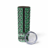 New Zealand Maori Niho Taniwha Skinny Tumbler Kakariki Mangopare and Puhoro Pattern