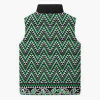 New Zealand Maori Niho Taniwha Sleeveless Puffer Jacket Kakariki Mangopare and Puhoro Pattern - Polynesian Pride