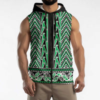 New Zealand Maori Niho Taniwha Sleeveless Zip Hoodie Kakariki Mangopare and Puhoro Pattern LT9 - Polynesian Pride