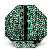 New Zealand Maori Niho Taniwha Umbrella Kakariki Mangopare and Puhoro Pattern LT9 One Size Folded 11.42 inch Opened Diameter 37.4 inch Green - Polynesian Pride