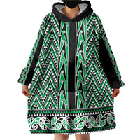 New Zealand Maori Niho Taniwha Wearable Blanket Hoodie Kakariki Mangopare and Puhoro Pattern