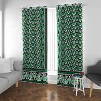 New Zealand Maori Niho Taniwha Window Curtain Kakariki Mangopare and Puhoro Pattern