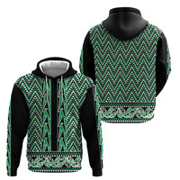 New Zealand Maori Niho Taniwha Zip Hoodie Kakariki Mangopare and Puhoro Pattern