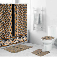 New Zealand Maori Niho Taniwha Bathroom Set Karaka Mangopare and Puhoro Pattern LT9 Bathroom Set (4 pcs) Gold - Polynesian Pride