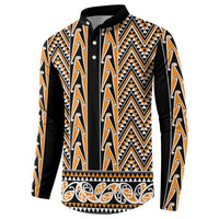 New Zealand Maori Niho Taniwha Button Sweatshirt Karaka Mangopare and Puhoro Pattern