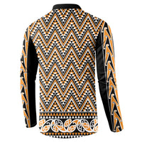 New Zealand Maori Niho Taniwha Button Sweatshirt Karaka Mangopare and Puhoro Pattern