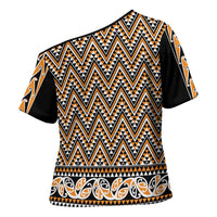 New Zealand Maori Niho Taniwha Cross Shoulder Shirt Karaka Mangopare and Puhoro Pattern - Polynesian Pride