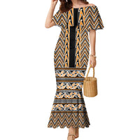 New Zealand Maori Niho Taniwha Family Matching Mermaid Dress and Hawaiian Shirt Karaka Mangopare and Puhoro Pattern