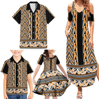 New Zealand Maori Niho Taniwha Family Matching Summer Maxi Dress and Hawaiian Shirt Karaka Mangopare and Puhoro Pattern