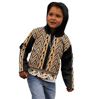New Zealand Maori Niho Taniwha Kid Hoodie Karaka Mangopare and Puhoro Pattern