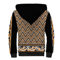 New Zealand Maori Niho Taniwha Sherpa Hoodie Karaka Mangopare and Puhoro Pattern