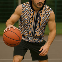 New Zealand Maori Niho Taniwha Sleeveless Zip Hoodie Karaka Mangopare and Puhoro Pattern - Polynesian Pride