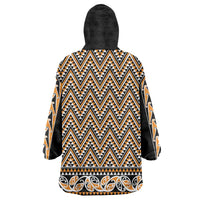 New Zealand Maori Niho Taniwha Wearable Blanket Hoodie Karaka Mangopare and Puhoro Pattern