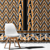 New Zealand Maori Niho Taniwha Window Curtain Karaka Mangopare and Puhoro Pattern