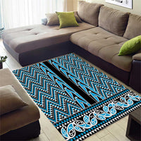 New Zealand Maori Niho Taniwha Area Rug Kikorangi Mangopare and Puhoro Pattern LT9 - Polynesian Pride