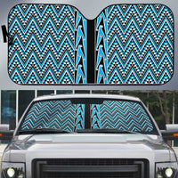 New Zealand Maori Niho Taniwha Auto Sun Shade Kikorangi Mangopare and Puhoro Pattern LT9 Blue - Polynesian Pride
