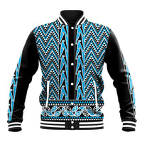 New Zealand Maori Niho Taniwha Baseball Jacket Kikorangi Mangopare and Puhoro Pattern