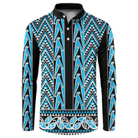 New Zealand Maori Niho Taniwha Button Sweatshirt Kikorangi Mangopare and Puhoro Pattern